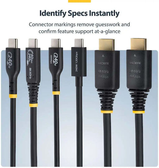 StarTech High HDMI 2.1 Ultra High Speed 48Gbps 4K 120Hz HDR VRR Cable HDMI Male - HDMI Male 3m Black