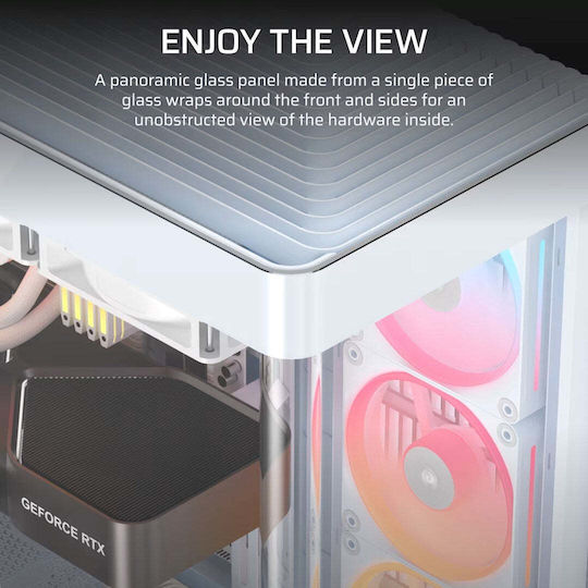 Corsair Frame 4500X LX-R RGB Геймърско бюро Midi Tower Компютърна кутия със страничен прозорец Бял