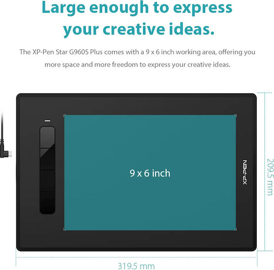 XP-Pen Star G960S Plus Графичен таблет без дисплей 6" Черен
