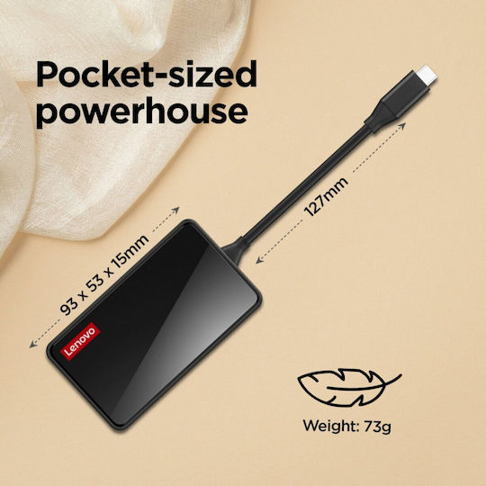 Lenovo 100 USB-C Docking Station με HDMI 4K PD και σύνδεση 2 Οθονών Μαύρο