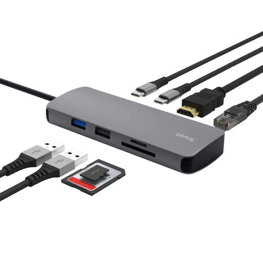 Trust DALYX USB-C Docking Station with HDMI Ethernet Silver