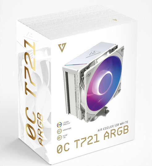 Modecom Volcano 0C T721 CPU Cooler for Socket AM4/AM5/1200/1700 with ARGB Lighting White