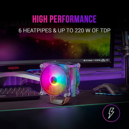 Mars Gaming MCPU66 Ψύκτρα Επεξεργαστή Διπλού Ανεμιστήρα για Socket AM4/1200/115x/1700 με ARGB Φωτισμό