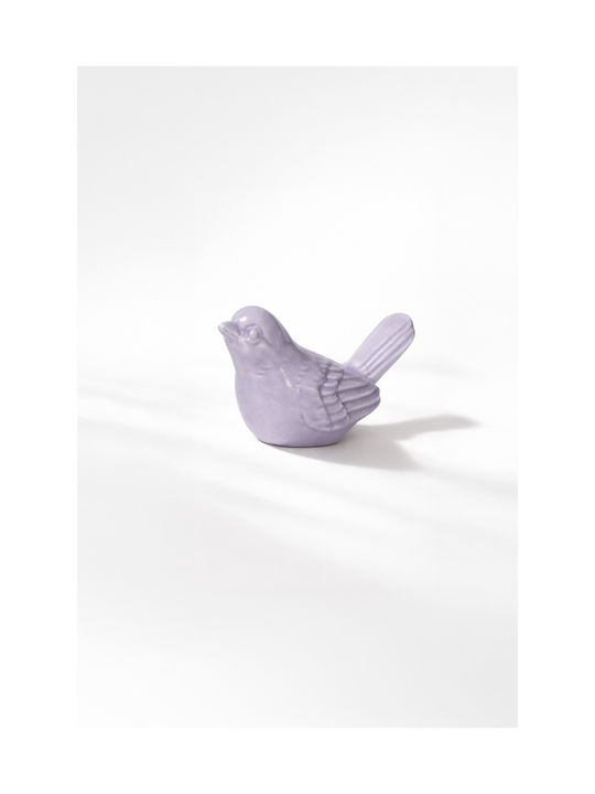 Decorative Porcelain Bird Embossed Design 8x4.3x4.7cm Purple Kaeming