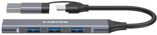 Canyon Hub 4 Θυρών USB 2.0 με σύνδεση USB-A Γκρι