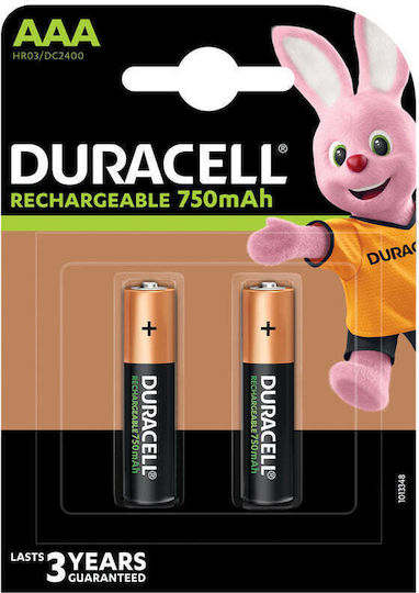 Duracell Recharge Plus Επαναφορτιζόμενες Μπαταρίες AAA Ni-MH 750mAh 1.2V 2τμχ