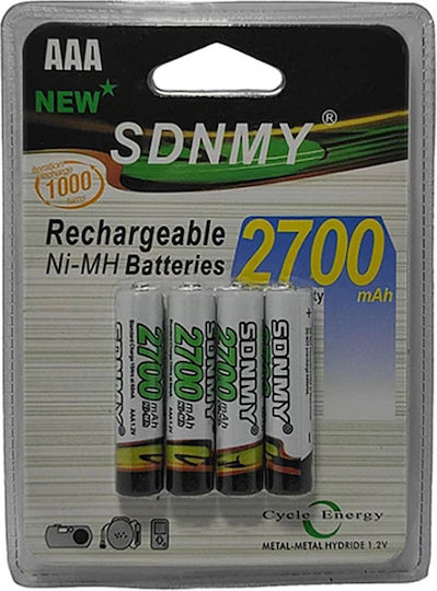 SDNMY Rechargeable Battery AAA Ni-MH 2700mAh 1.2V 4pcs
