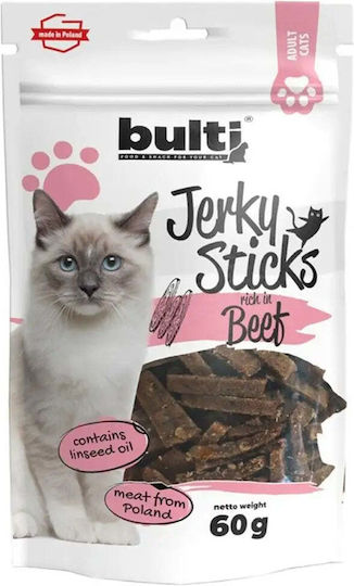 Bulti Jerky Пръчици Богати На Говеждо Котешки Лакомства 60г