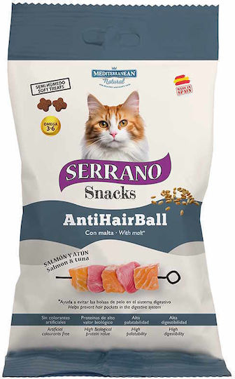 Mediterranean Natural Serrano Snacks Anti Hairball Croquettes with Salmon Salmon & Tuna for Adult Cats 50g