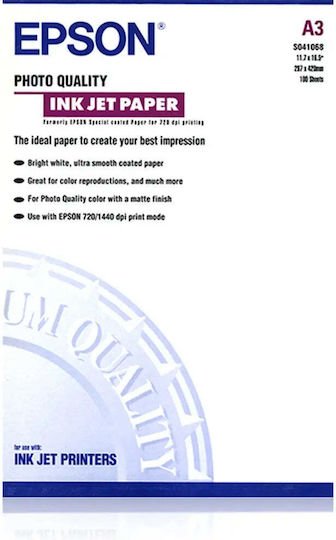 Epson Matte Φωτογραφικό Χαρτί A3 105gr/m² για Εκτυπωτές Inkjet 100 Φύλλα