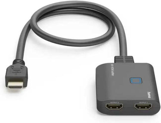 HDMI Сплитер Hama 205284 От 1x HDMI M Към 2x HDMI F До 4K 3840x2160@30Hz Резолюция