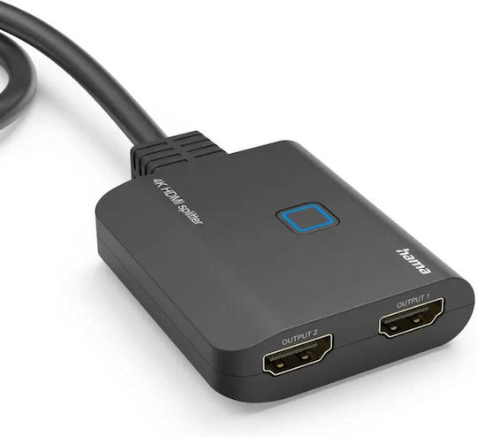 HDMI Сплитер Hama 205284 От 1x HDMI M Към 2x HDMI F До 4K 3840x2160@30Hz Резолюция