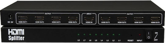 Detech HDMI сплитер женски към 8x HDMI женски до 1080p 1920 x 1080 скорост до 10.2Gbps