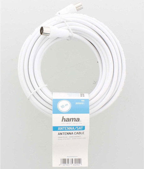 HAMA 11903 Кабел за антена Коаксиален мъжки - Коаксиална женска Бял 10м (00011903)