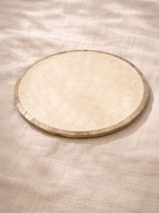 Kaemingk Decorative Wooden Round Tray 30x30cm Kaemingk Decorative Wooden Round Tray 30x30cm