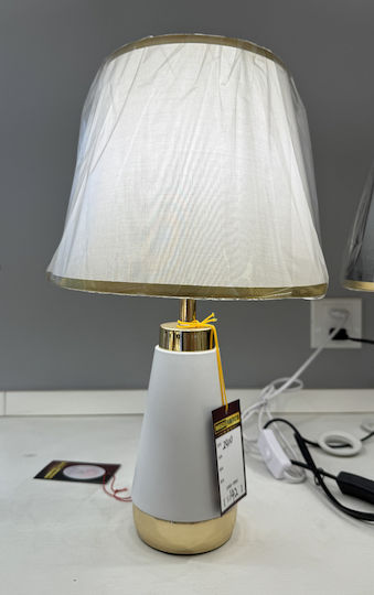 Alista Home Lampă de Masă Metalică pentru Soclu E27 cu Abajur Alb și Bază