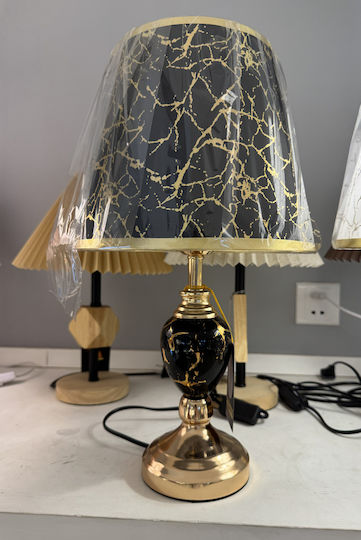Alista Home Lampă de Masă Metalică pentru Soclu E27 cu Abajur Negru și Bază
