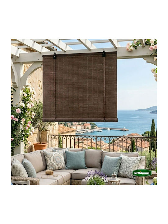 Grasher Bamboo Shading Blind In Brown Colour W120xH180cm