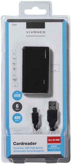 Vivanco Cititor Card USB 2.0 pentru Card SD/microSD/Memory Stick/CompactFlash/xD