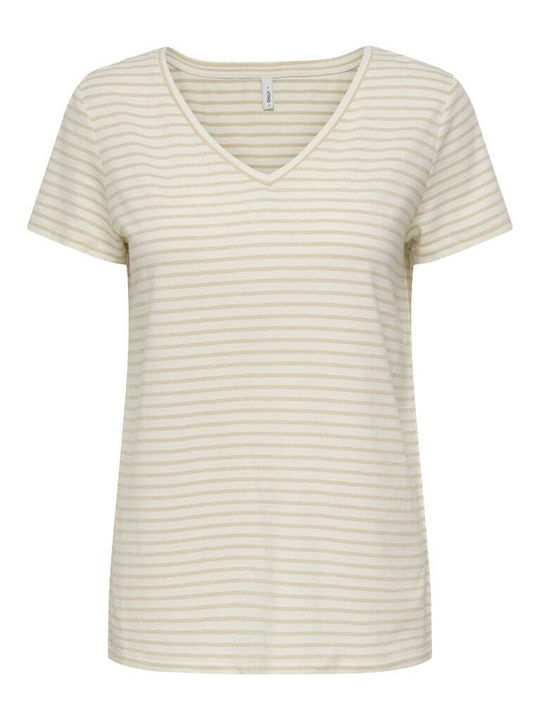 Women's T-shirt Striped Silver