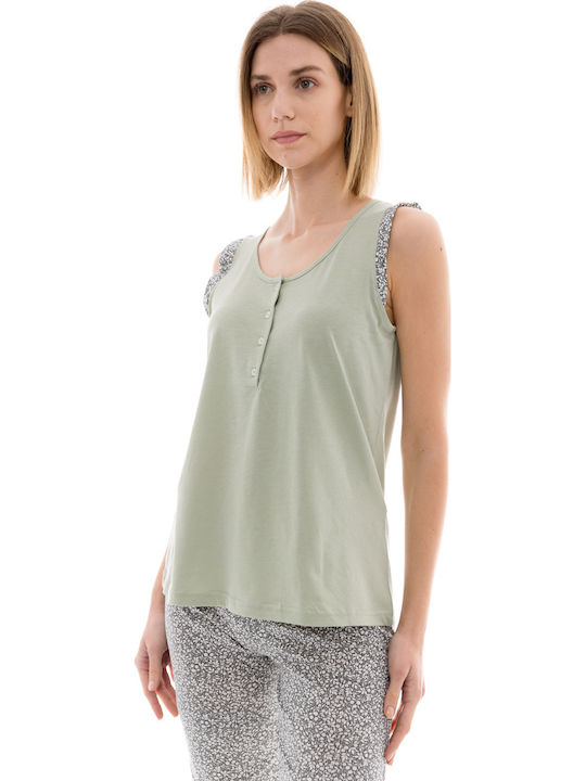 Pink Label Summer Women's Pyjama Shorts Aqua Flower