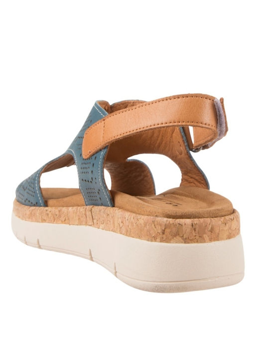 Leather Women's Flat Sandals Blue