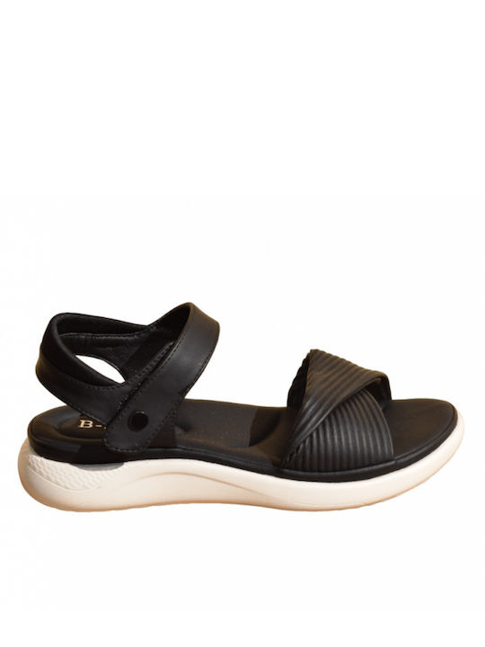 Damen Anatomisch Flache Sandalen Schwarz