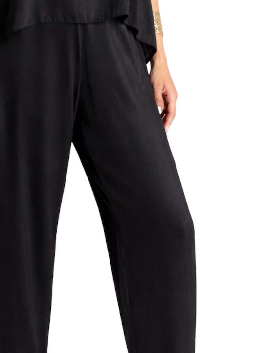 Women's Satin Trousers Black