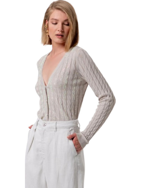 Pantaloni Dama Din Țesătură Cu Fit Regular Ecru