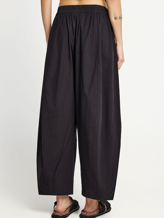 Pantaloni Largi De Damă Din Bumbac Cu Elastic În Croială Regular Maypo