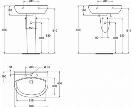Porcelain Floor Column Vidima Ideal Standard W314201 White For Wall-Mounted Washbasin