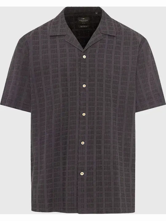 Short Sleeve Cotton Shirt in a Relaxed Fit Grey