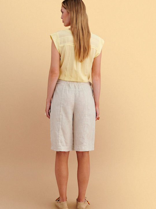 Women's Linen Bermuda Beige
