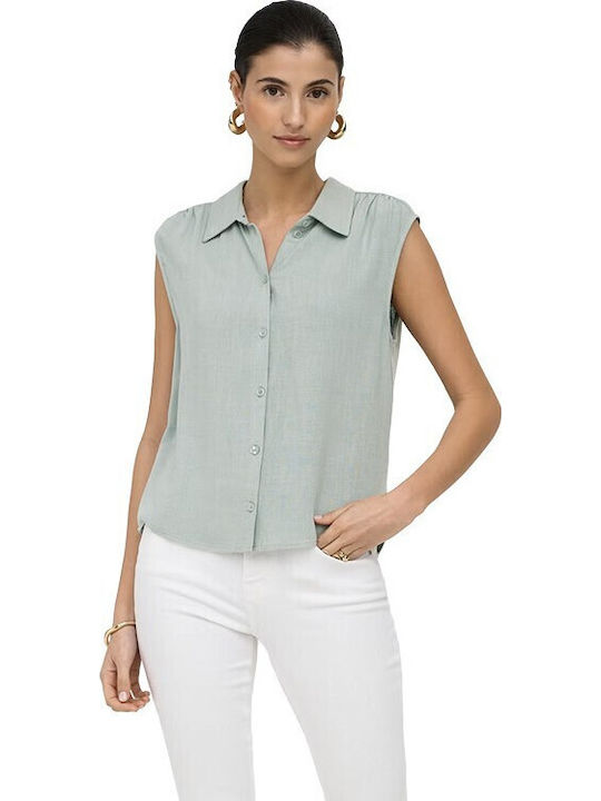 Sleeveless Women's Linen Shirt Abyss