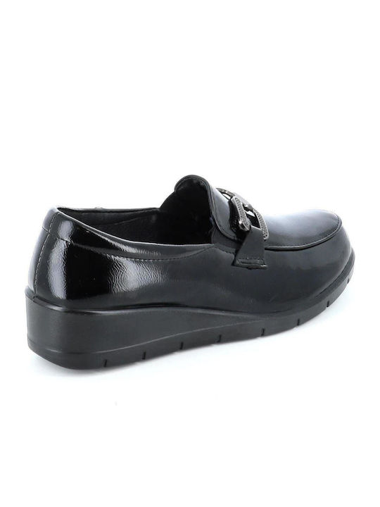 Lackleder Damen Mokassins in Schwarz Farbe