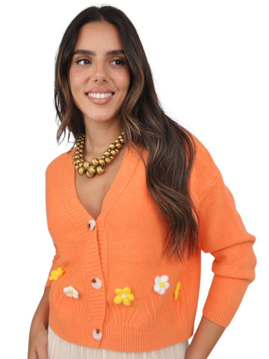 Women's Knitted Orange Cardigan