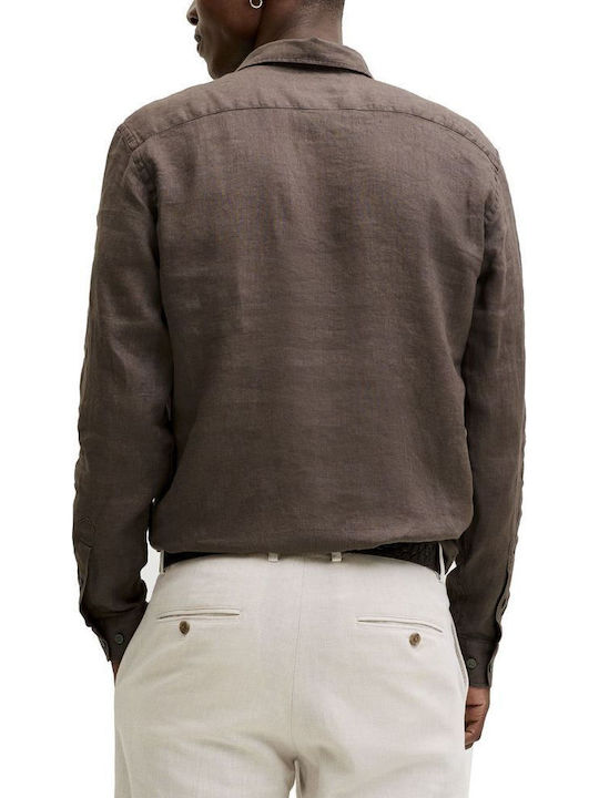Jack & Jones Λινό Πουκάμισο Καφε Jack & Jones Λινό Πουκάμισο Καφε