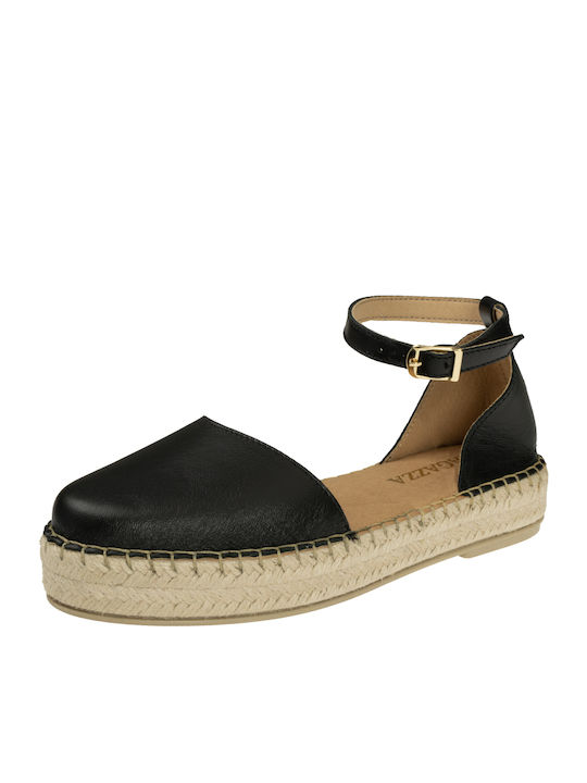 Leather Women's Espadrilles in Black Colour