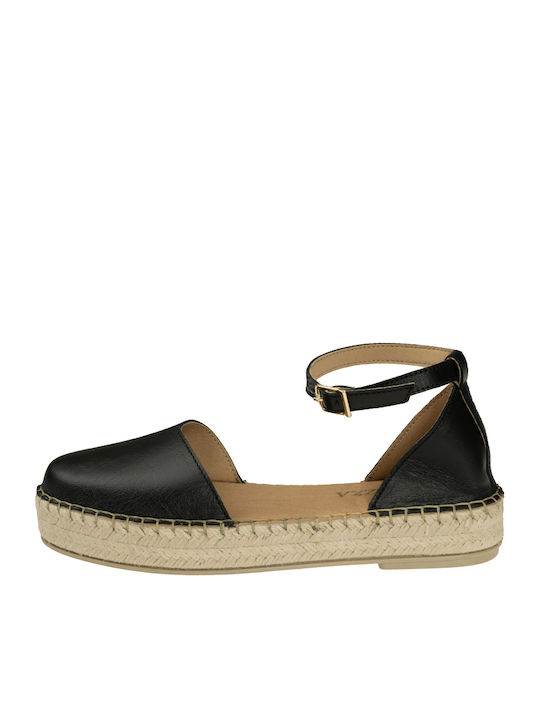 Leather Women's Espadrilles in Black Colour
