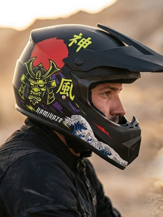 Kamikaze Full Face Велосипедна Каска Mountain Черна