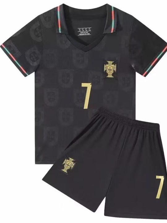 King Kids Football Set Ronaldo 2026 Black Polo Portugal Away