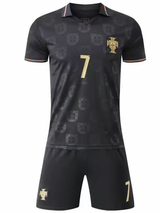 King Kids Football Set Ronaldo 2026 Black Polo Portugal Away