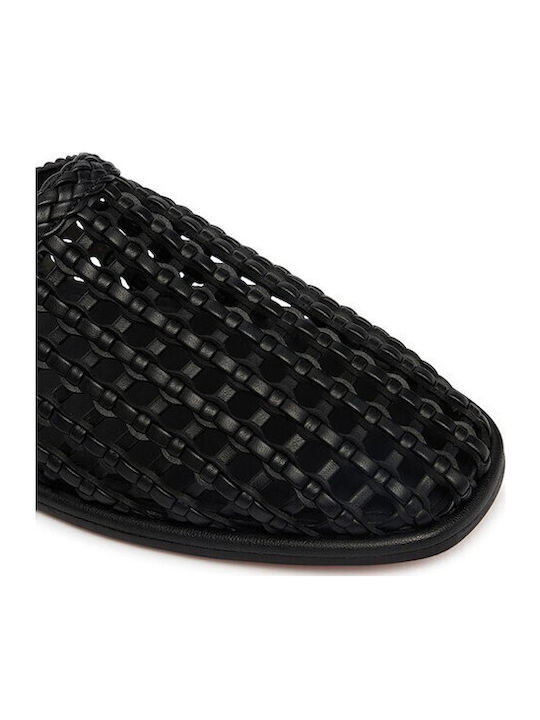 Flat Δερμάτινα Mules σε Μαύρο Χρώμα