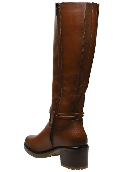 Damenstiefel mit Mittelhohem Absatz Tabac Braun