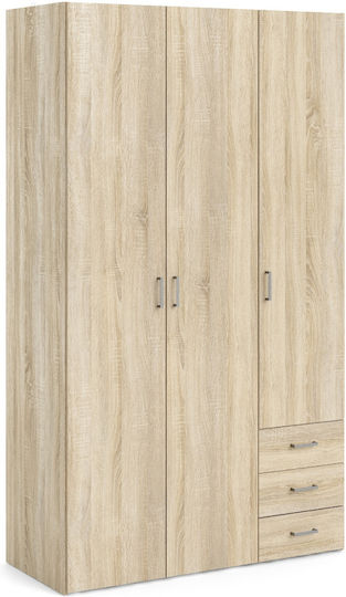 Space Triple Door Wardrobe Oak 115.8x49.5x200.4cm