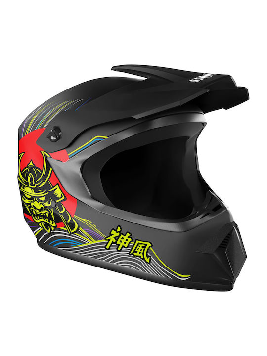 Kamikaze Kinderfahrrad- / Rollerhelm Vollgesicht für Scooter Schwarz