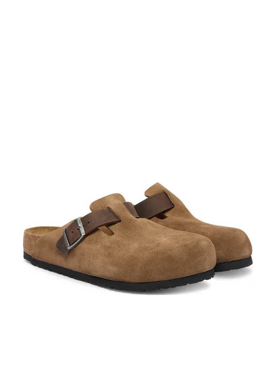 Birkenstock Boston Ανδρικά Δερμάτινα Σαμπό Καφέ