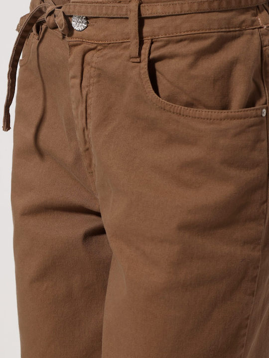 High Rise Women's Jean Pants in Slim Fit Brown