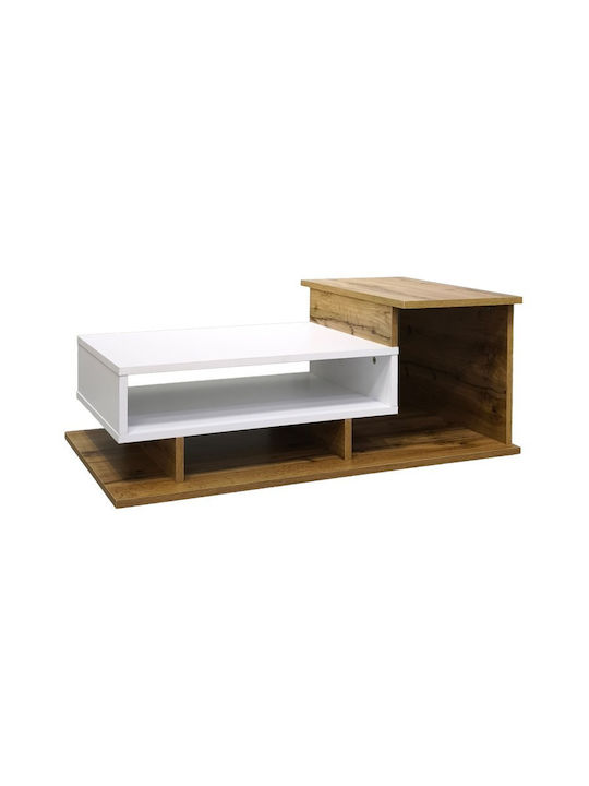 Rectangular Central Coffee Table Nuvele from Solid Wood White W90xL50xH35cm
