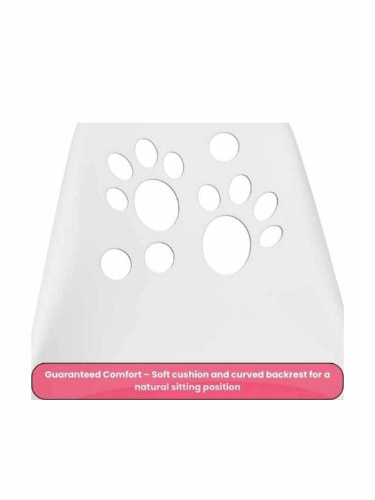 Mercaton Scaun Office 5 Roți din Cauciuc Pernă din Piele Ecologică Șezut din Pp Cadru din Aluminiu 50 X 60 X 89 Cm Alb Roz Căști Wireless Led cu Slot pentru Card Model Urechi de Pisică Roz